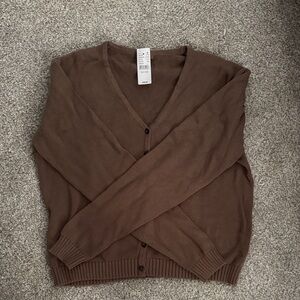 Olive Green/Brown brandy melville cardigan NWT
